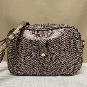 G.I.L.I brown genuine leather skin print cross body bag